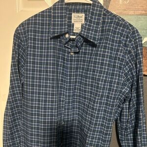 L.L. Bean Men's Navy Checkered Shirt